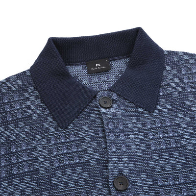 Paul Smith Cardigan Button Thru in Navy Blue Collar