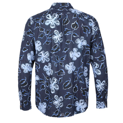 Paul Smith Floral Print Reg Fit Shirt in Navy Back