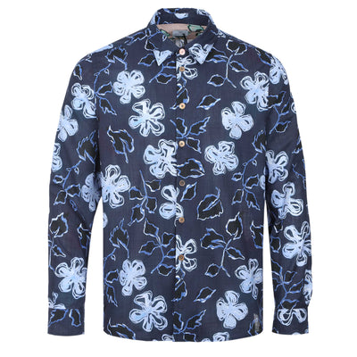 Paul Smith Floral Print Reg Fit Shirt in Navy