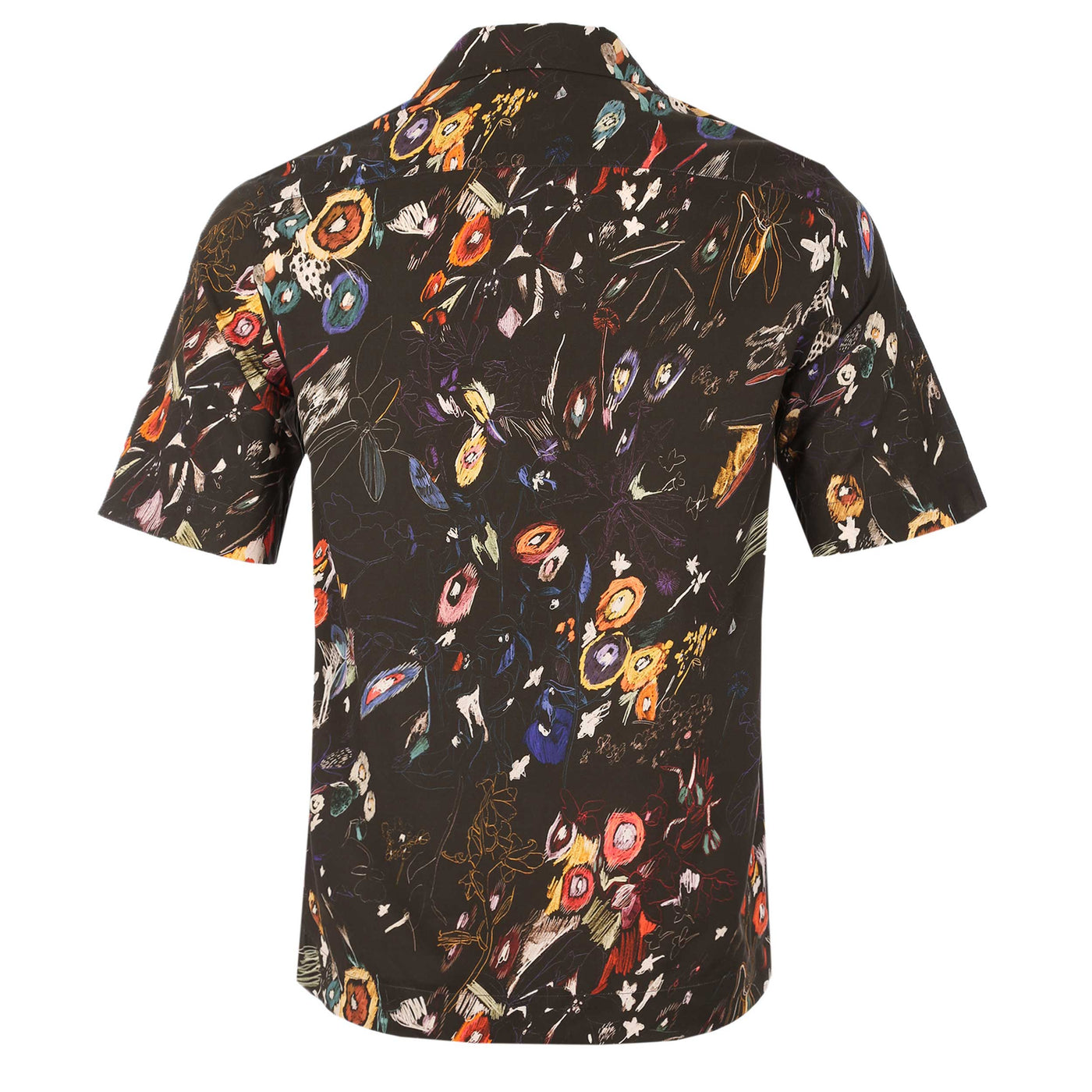 Paul Smith Floral Sketch Reg Fit SS Shirt in Black Back