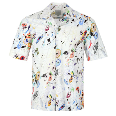 Paul Smith Floral Sketch Reg Fit SS Shirt in White