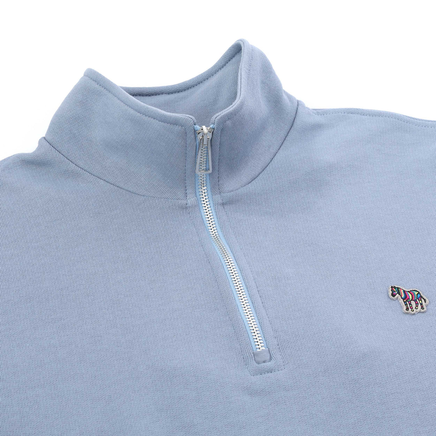 Paul Smith Half Zip Sweat Top in Pale Blue Placket