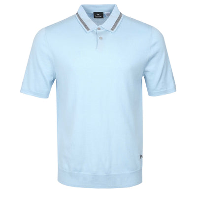 Paul Smith Knitted SS Polo in Light Blue