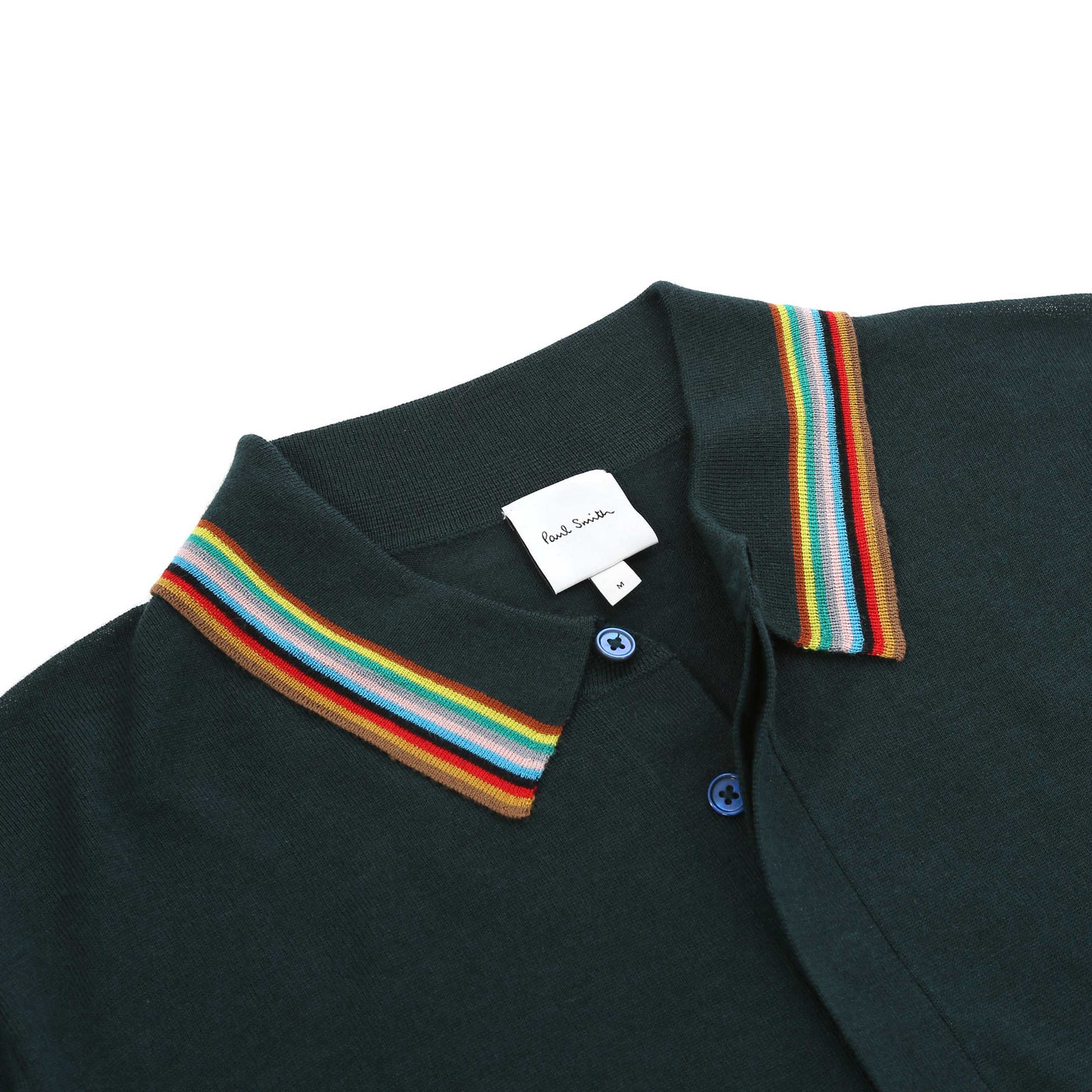 Paul Smith LS Polo Knitwear in Petrol Green Collar