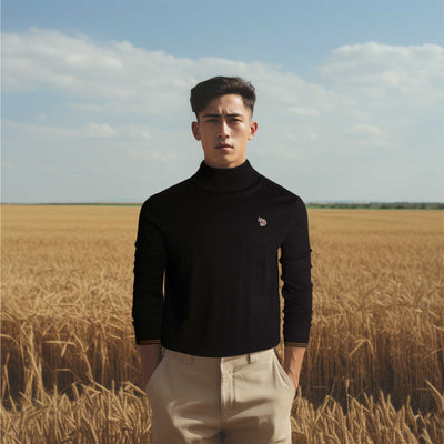 Paul Smith Roll Neck Zeb Bad Knitwear in Black Model