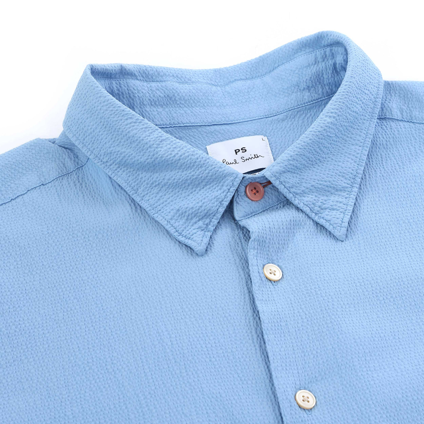 Paul Smith Seersucker Reg Fit Shirt in Light Blue Collar