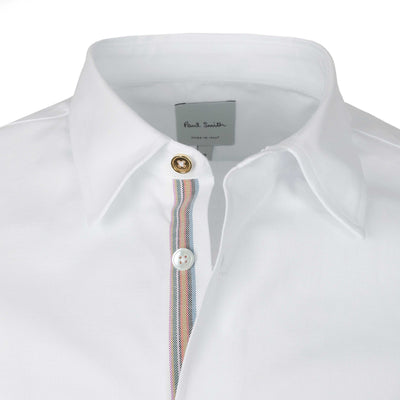 Paul Smith Slim Fit SS Shirt in White Placket Trim