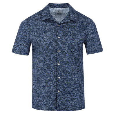 Paul Smith Small Floral Reg Fit SS Shirt in Navy Front