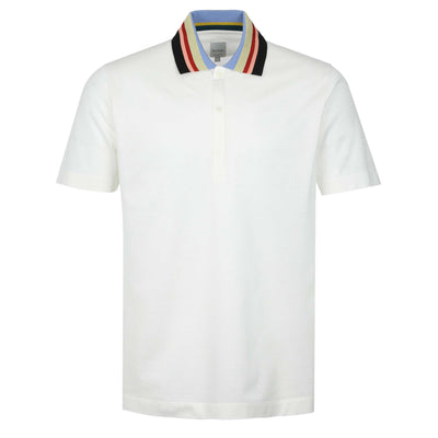 Paul Smith Stripe Collar Polo Shirt in White 