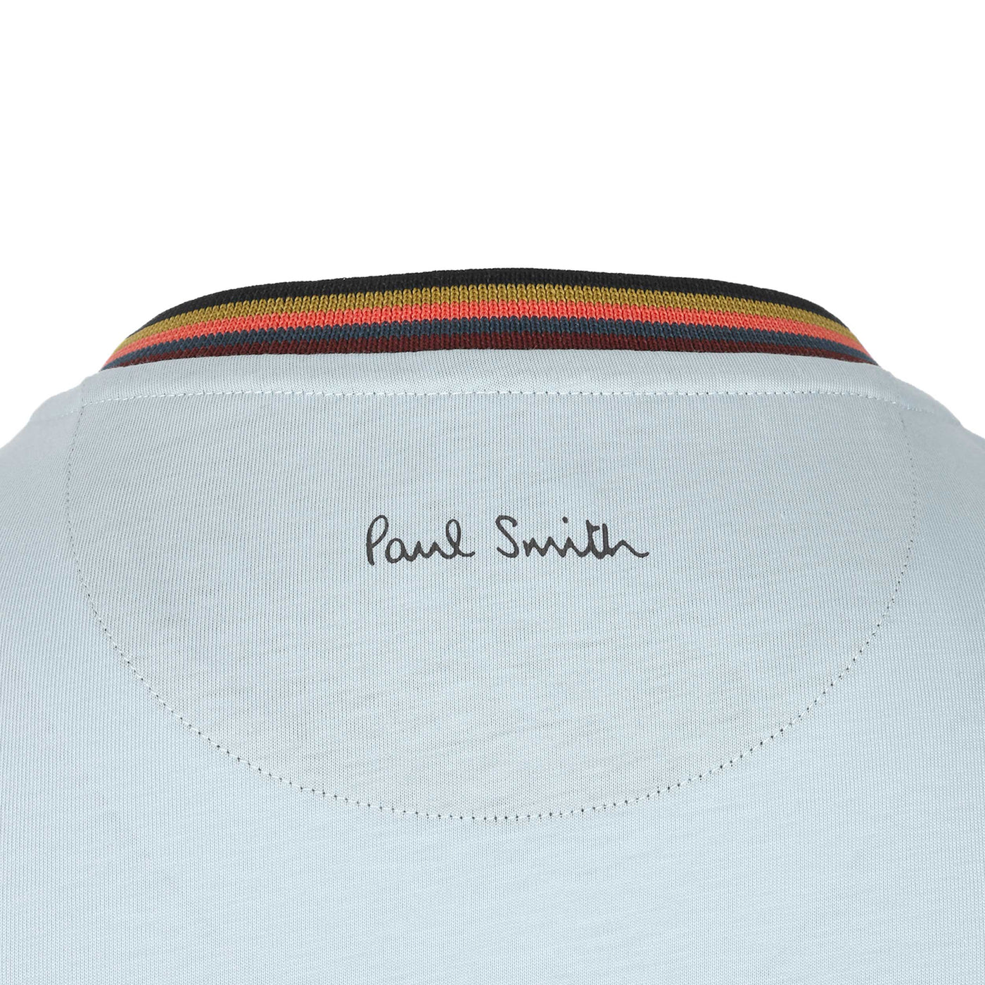 Paul Smith Stripe Rib T Shirt in Duck Egg Blue Logo