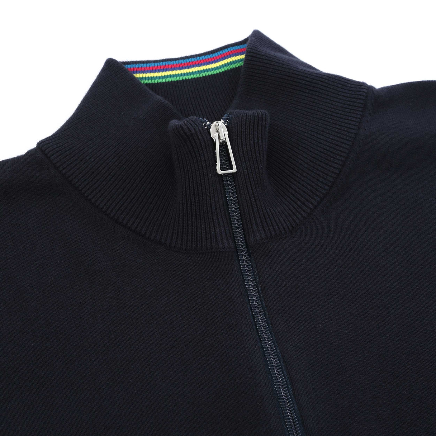 Paul Smith Sweater Zip Neck Zebra Badge in Navy Collar