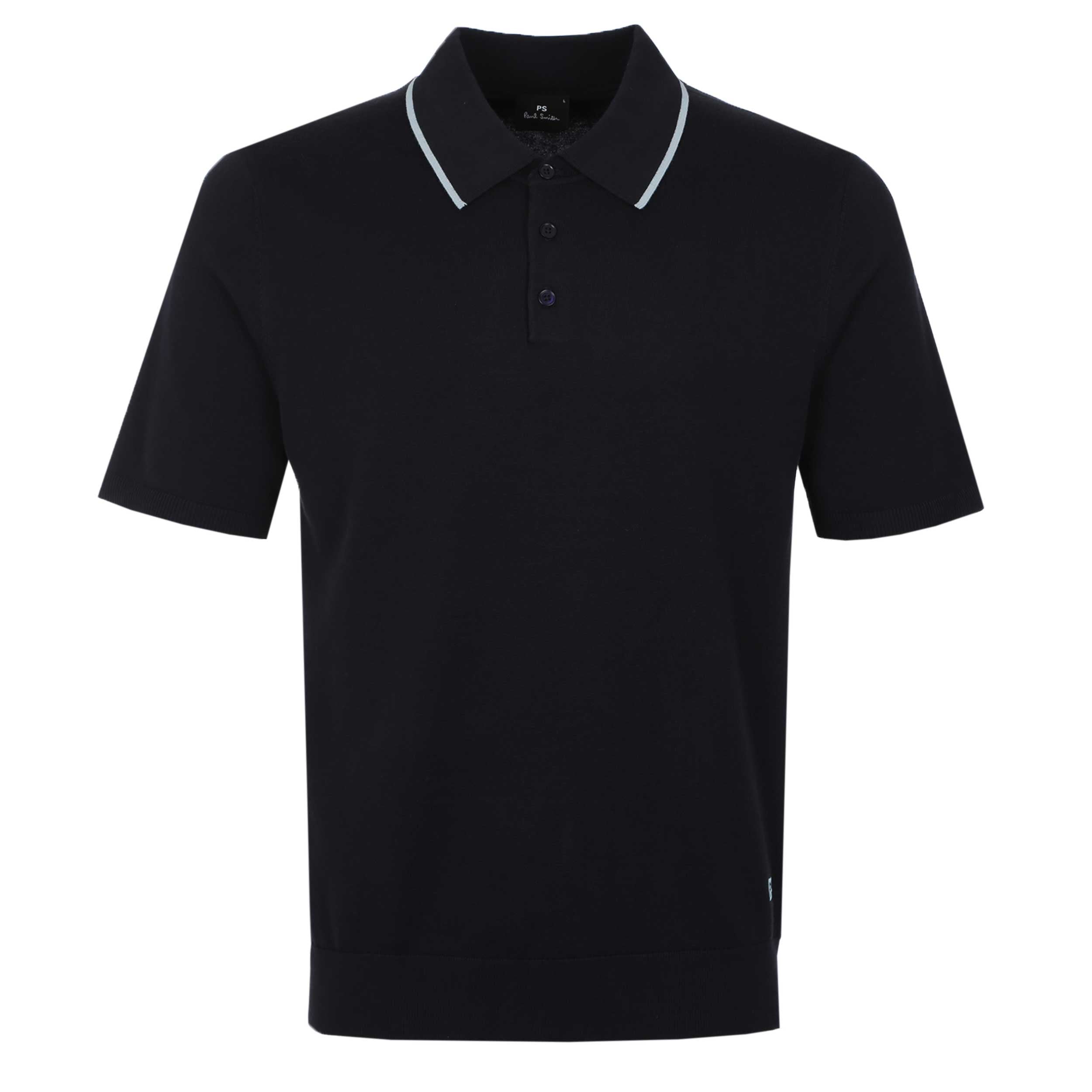 Paul Smith Tipped Collar Sweater SS Polo in Navy