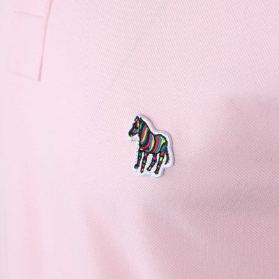 Paul Smith Zebra Badge Collar Trim Polo Shirt in Pink Logo