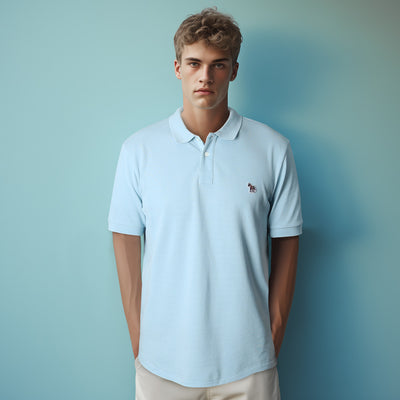 Paul Smith Zebra Badge Polo Shirt in Light Blue Model