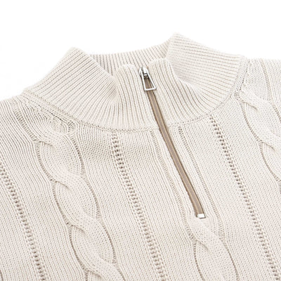 Paul Smith Zip Neck Sweater Knitwear in Beige Placket