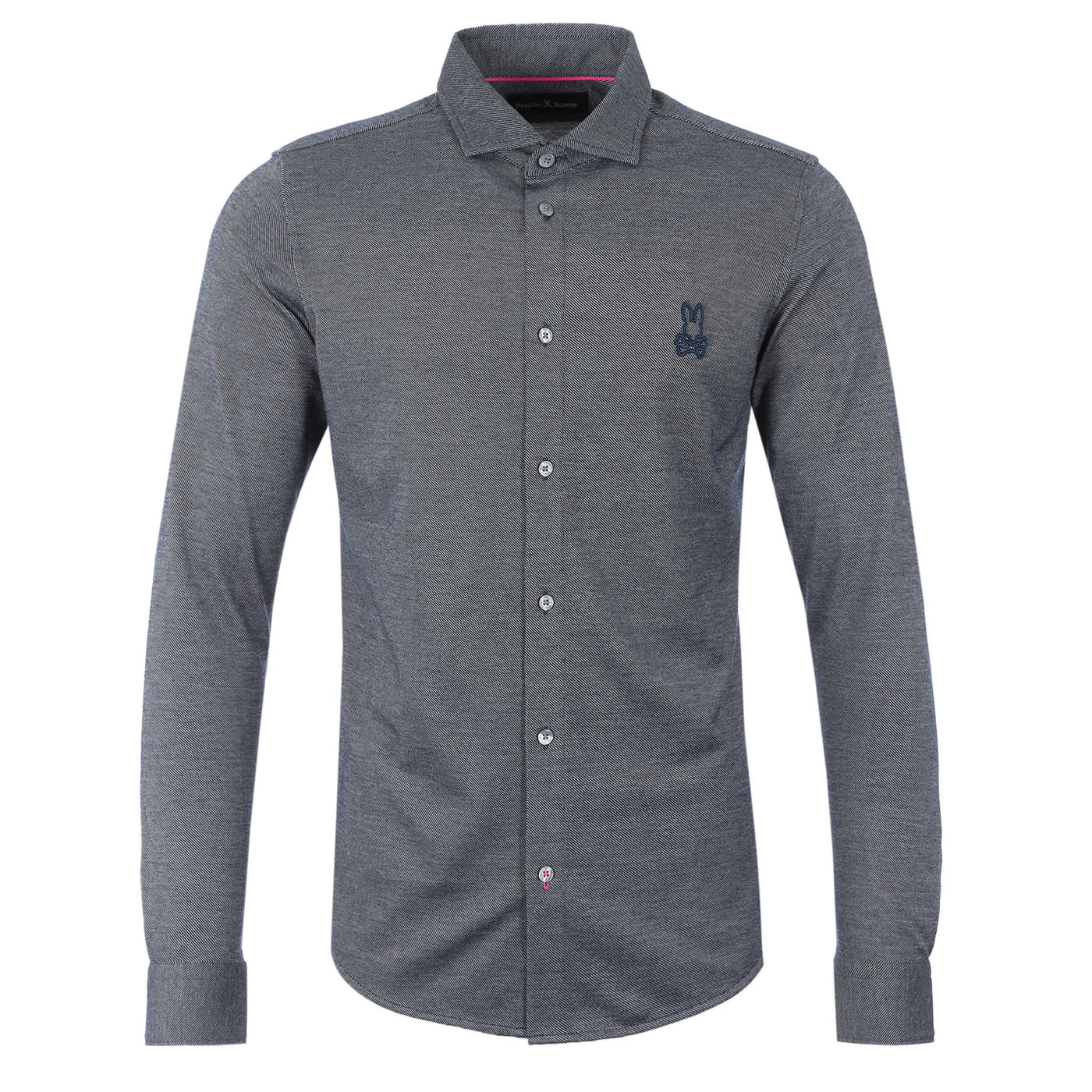 Psycho Bunny Elton Jacquard Long Sleeve Shirt in Navy