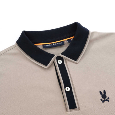 Psycho Bunny The Kent Pique Polo Shirt in Stone Placket