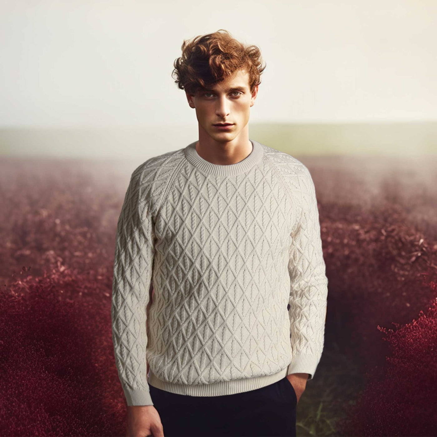 Remus Uomo Arans Knitwear in Cream Model