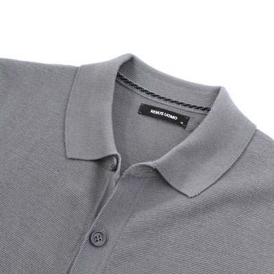 Remus Uomo Button Thru Cardigan in Grey Collar