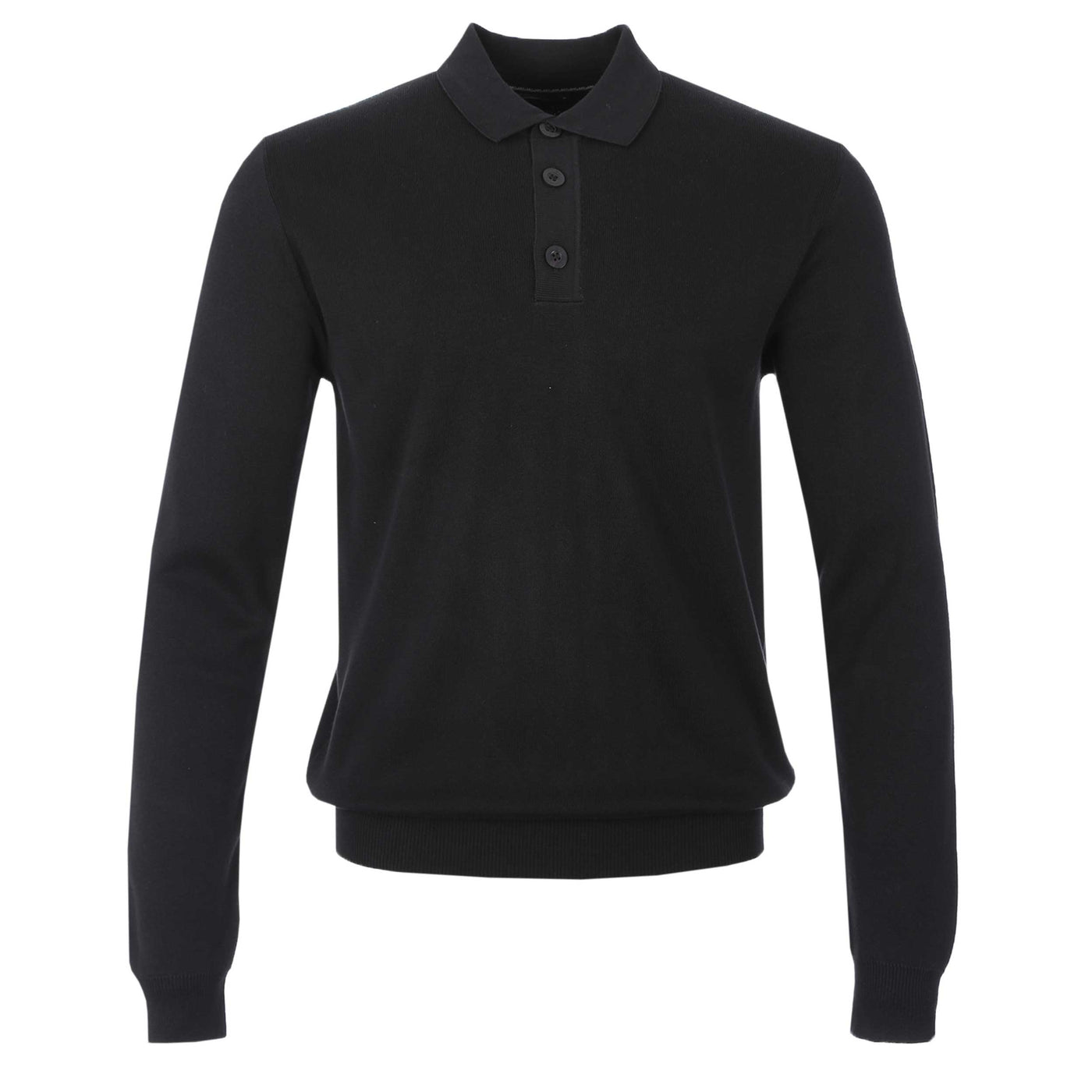 Remus Uomo Chunky 3 Button Knitted Polo Knitwear in Black