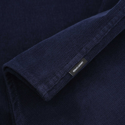 Remus Uomo Needle Cord Shirt in Navy Logo Tab