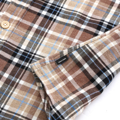 Remus Uomo Parker Check Flannel Shirt in Brown Check Logo Tab