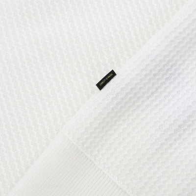 Remus Uomo Seersucker Knitted Polo Shirt in White Logo Tab