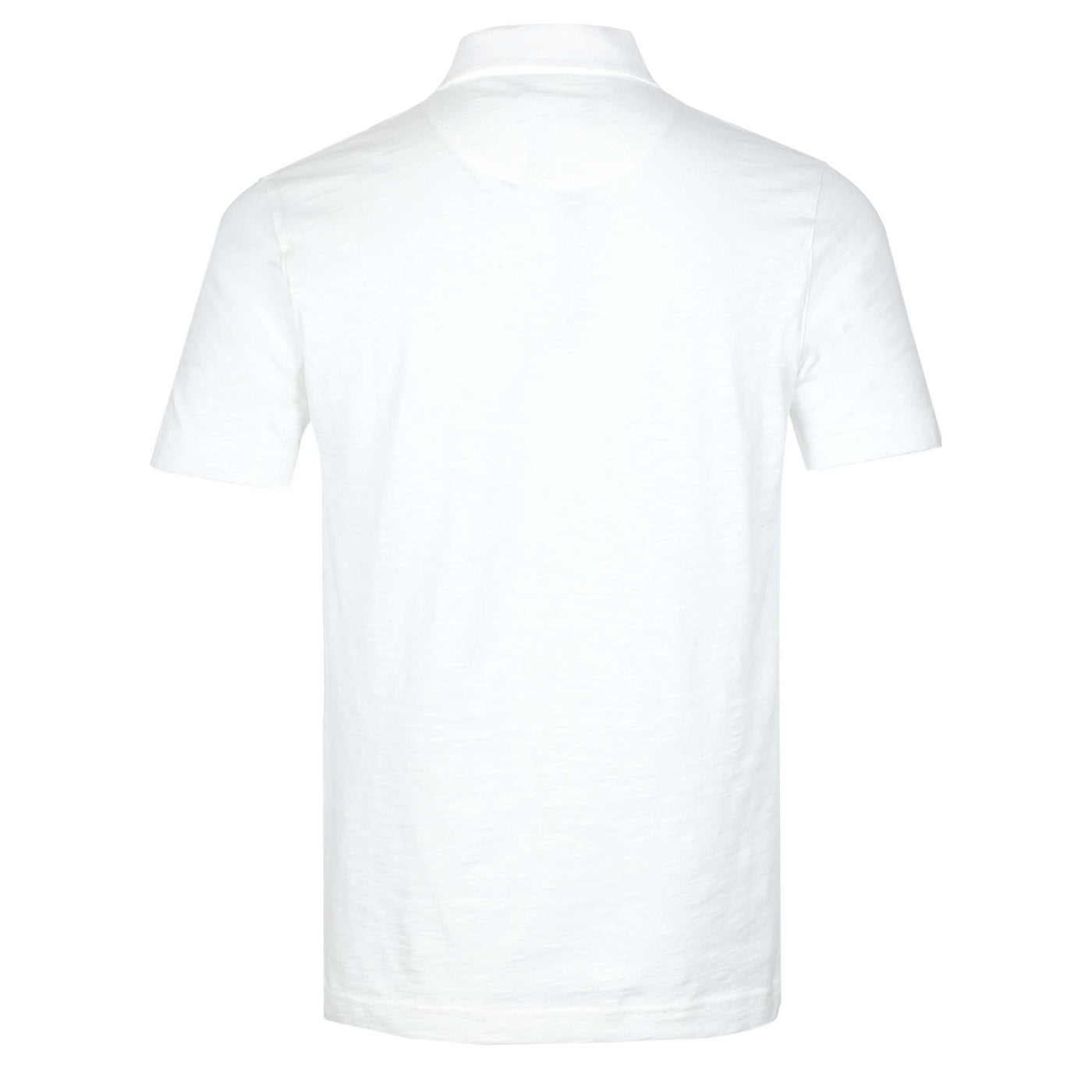 Remus Uomo Slub Skipper Collar Polo Shirt in White Back