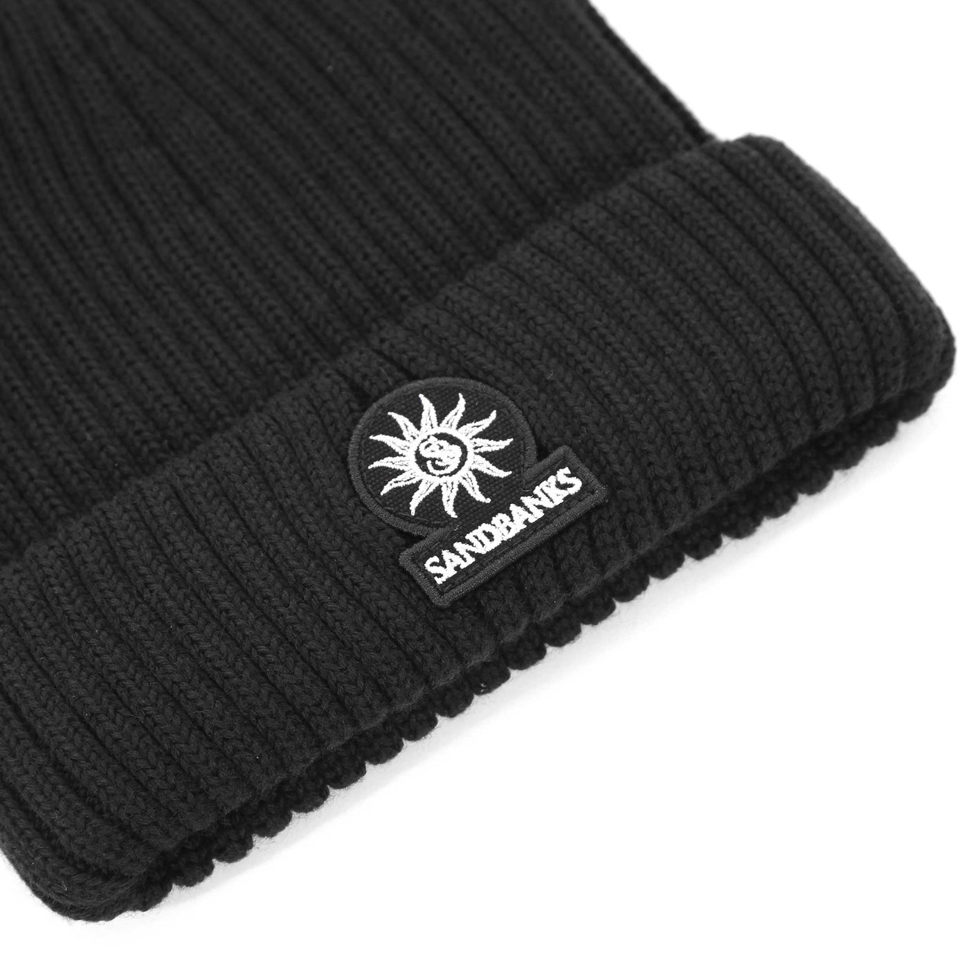 Sandbanks Badge Logo Beanie Hat in Black Logo