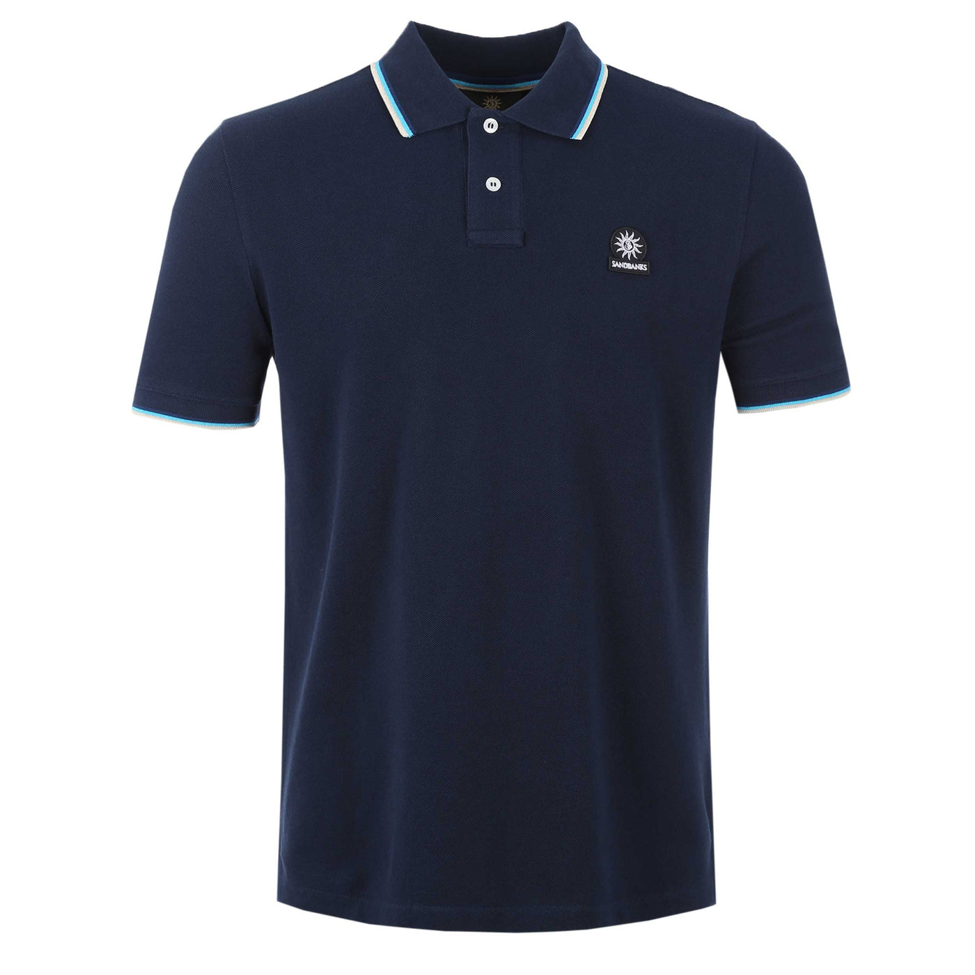 Sandbanks Badge Logo Tipped Polo Shirt in Navy