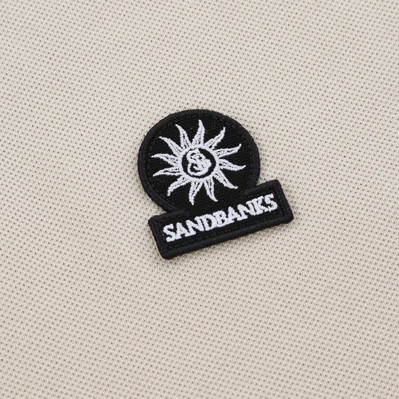  Sandbanks Badge Logo Tipped Polo Shirt in Stone Logo