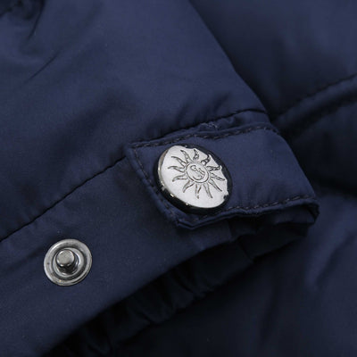 Sandbanks Biker Micro Puffer Jacket in Navy Cuff Detail