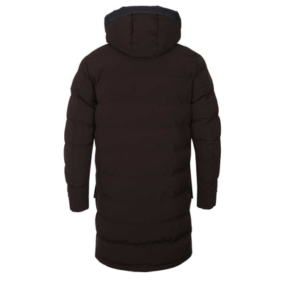 Sandbanks Branksome Long Puffer Jacket in Chocolate Back