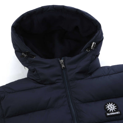 Sandbanks Frontier Micro Puffer Gilet in Navy Hood