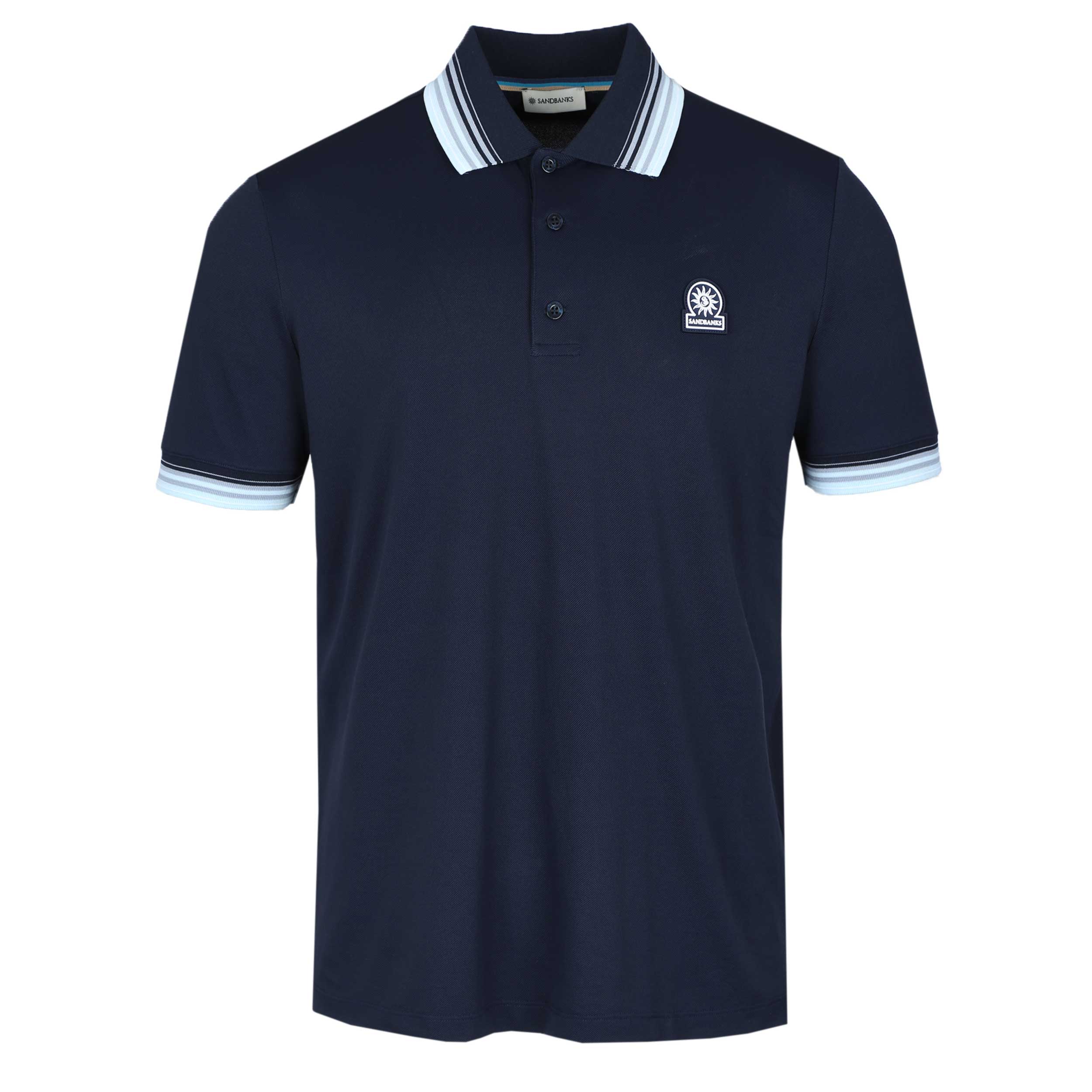 Sandbanks Gradient Rib Polo Shirt in Navy