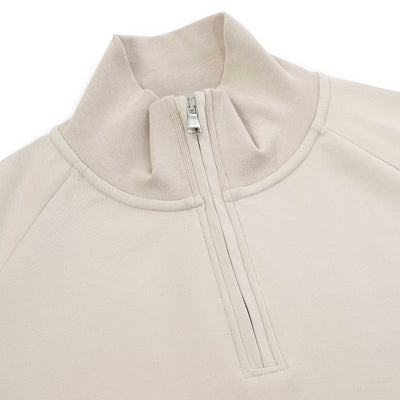 Sandbanks Interlock 1/4 Zip Sweatshirt in Stone Placket