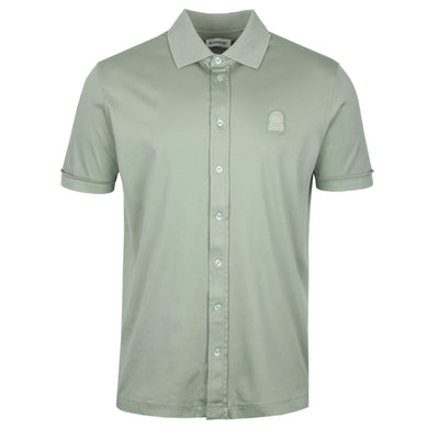 Sandbanks Interlock Full Button Polo Shirt in Sage