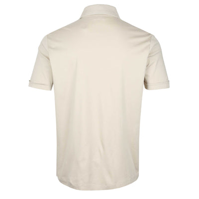 Sandbanks Interlock Full Button Polo Shirt in Stone Back