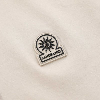 Sandbanks Interlock Full Button Polo Shirt in Stone Logo