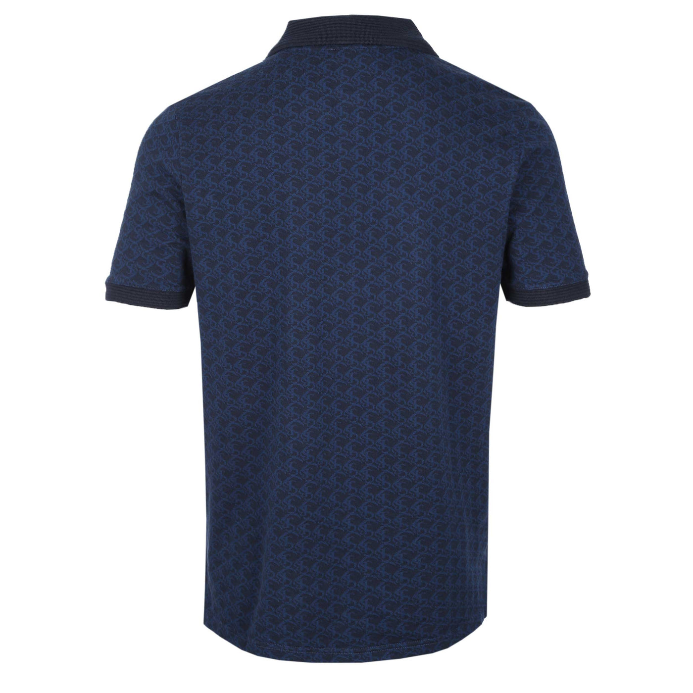 Sandbanks Jacquard Monogram Knitted Polo Shirt in Navy Back