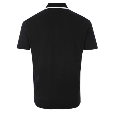 Sandbanks Jacquard Stripe Knit Polo Shirt in Black Back