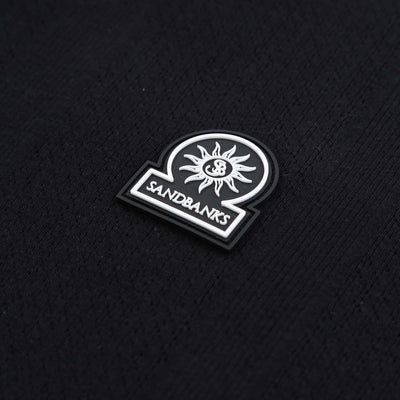 Sandbanks Jacquard Stripe Knit Polo Shirt in Black Logo