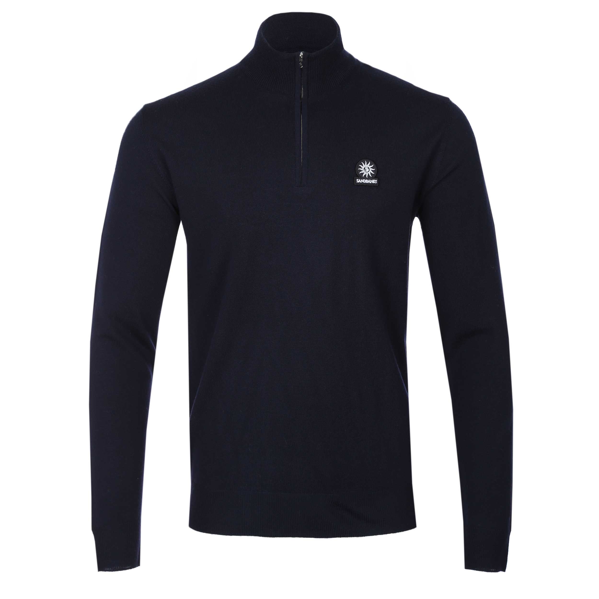 Sandbanks Merino Wool 1/4 Zip Knitwear in Navy