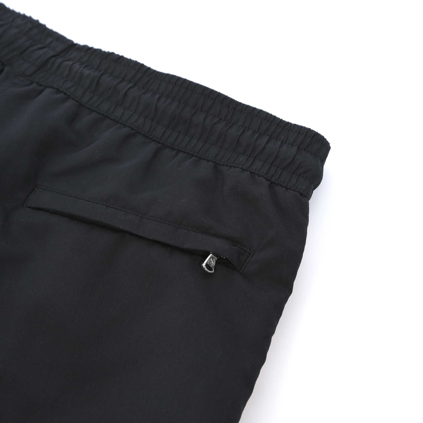 Sandbanks Retro Swim Shorts in Black Seat Pocket