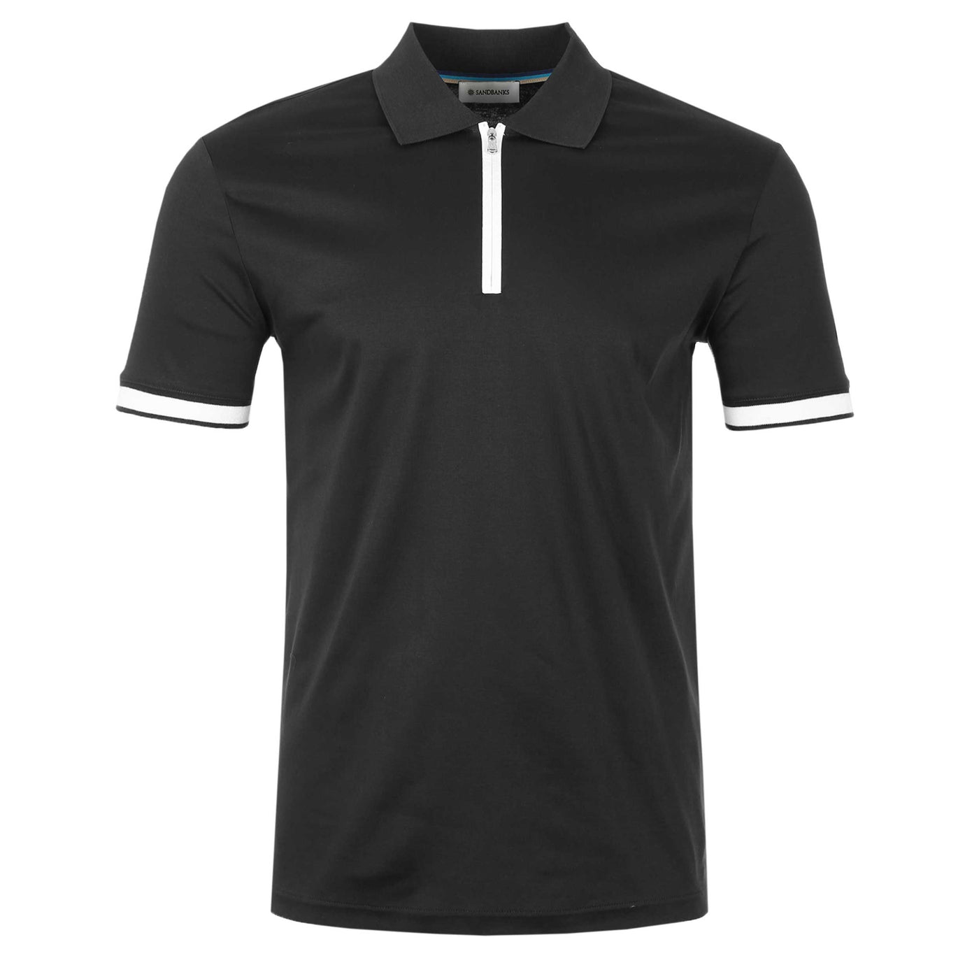 Sandbanks Silicone Zip Polo Shirt in Black