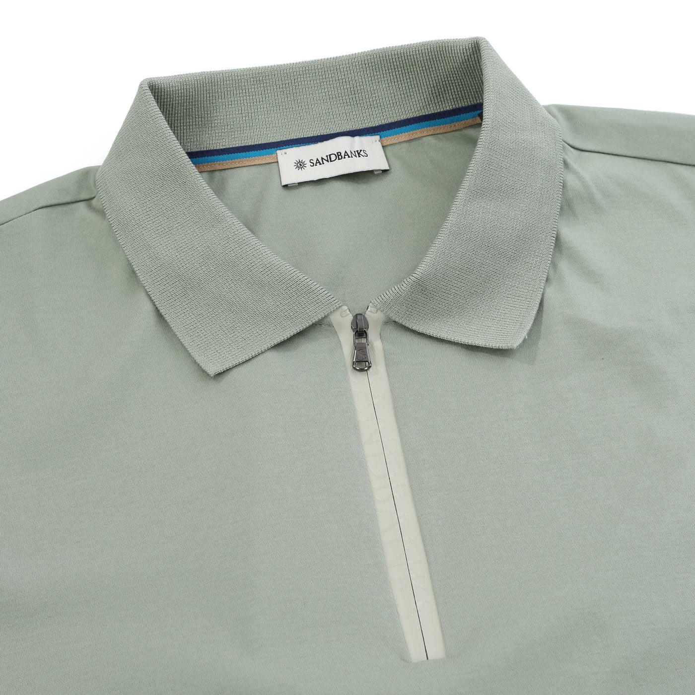 Sandbanks Silicone Zip Polo Shirt in Sage