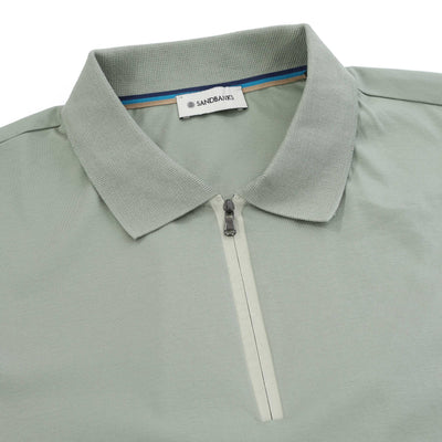 Sandbanks Silicone Zip Polo Shirt in Sage