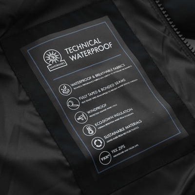 Sandbanks Waterproof Banks Puffer Jacket in Black Details