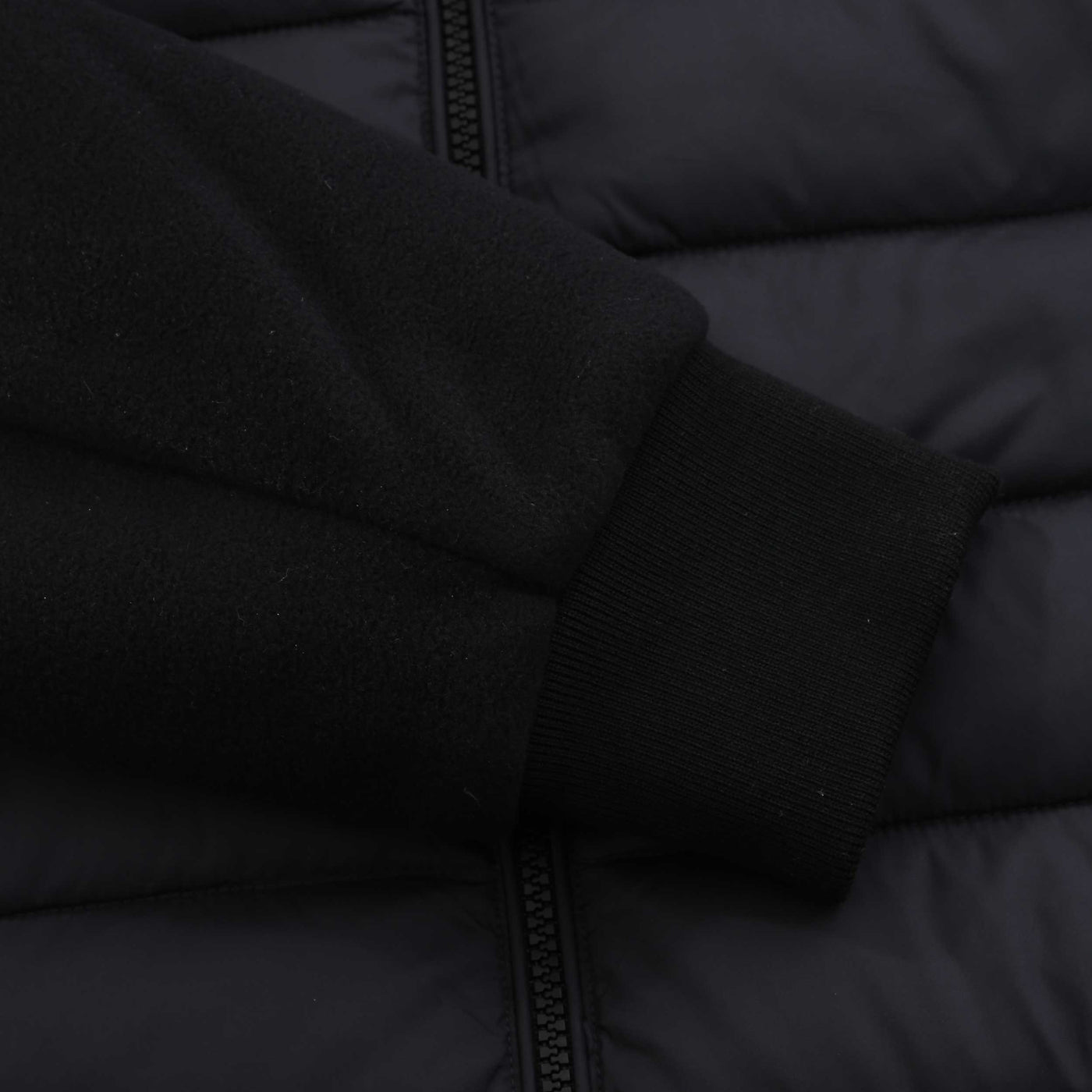 Sandbanks Outlander Polar Fleece Hooded Hybrid Jacket in Black Cuff