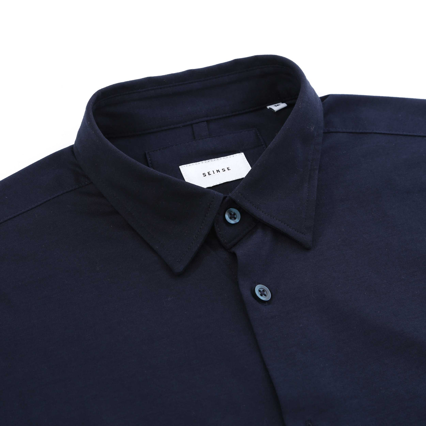 Seinse Basic Stretch Shirt in Navy Collar